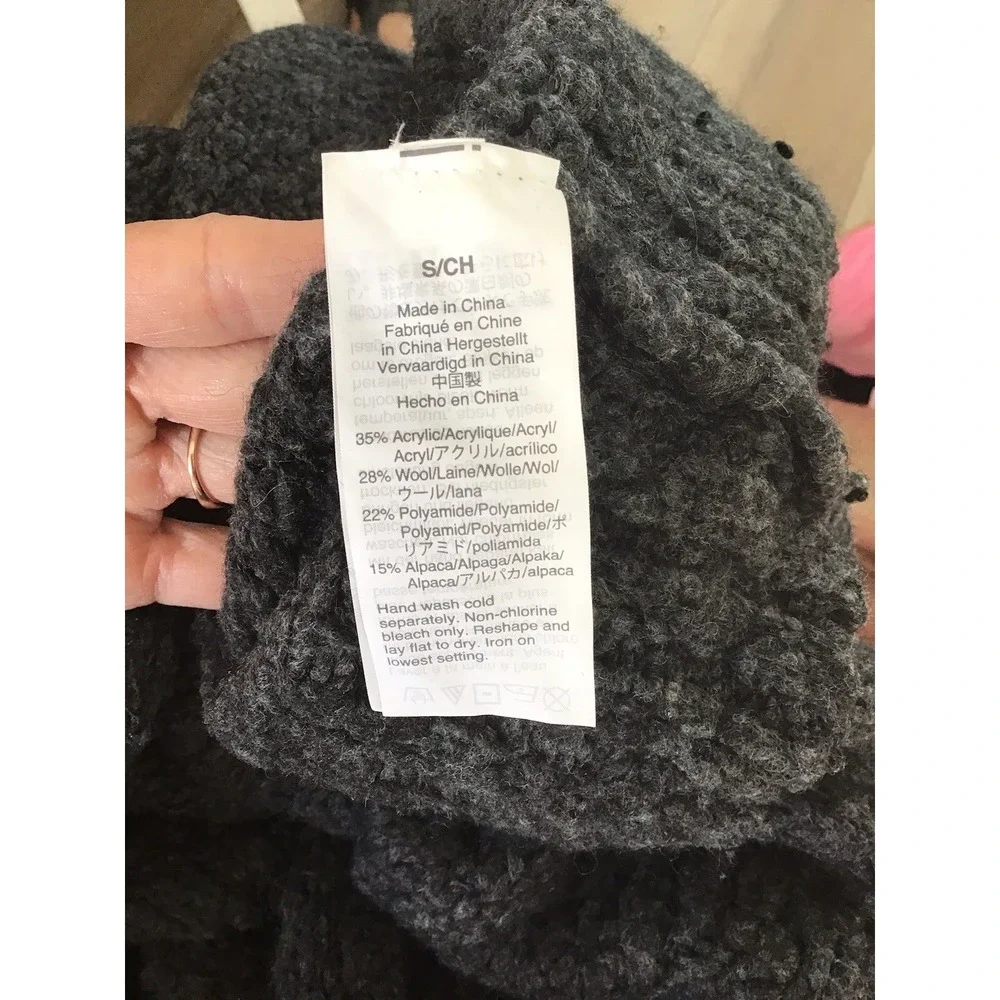 J.Crew cowl neck wool blend turtleneck sweater charcoal gray women's Sz Small